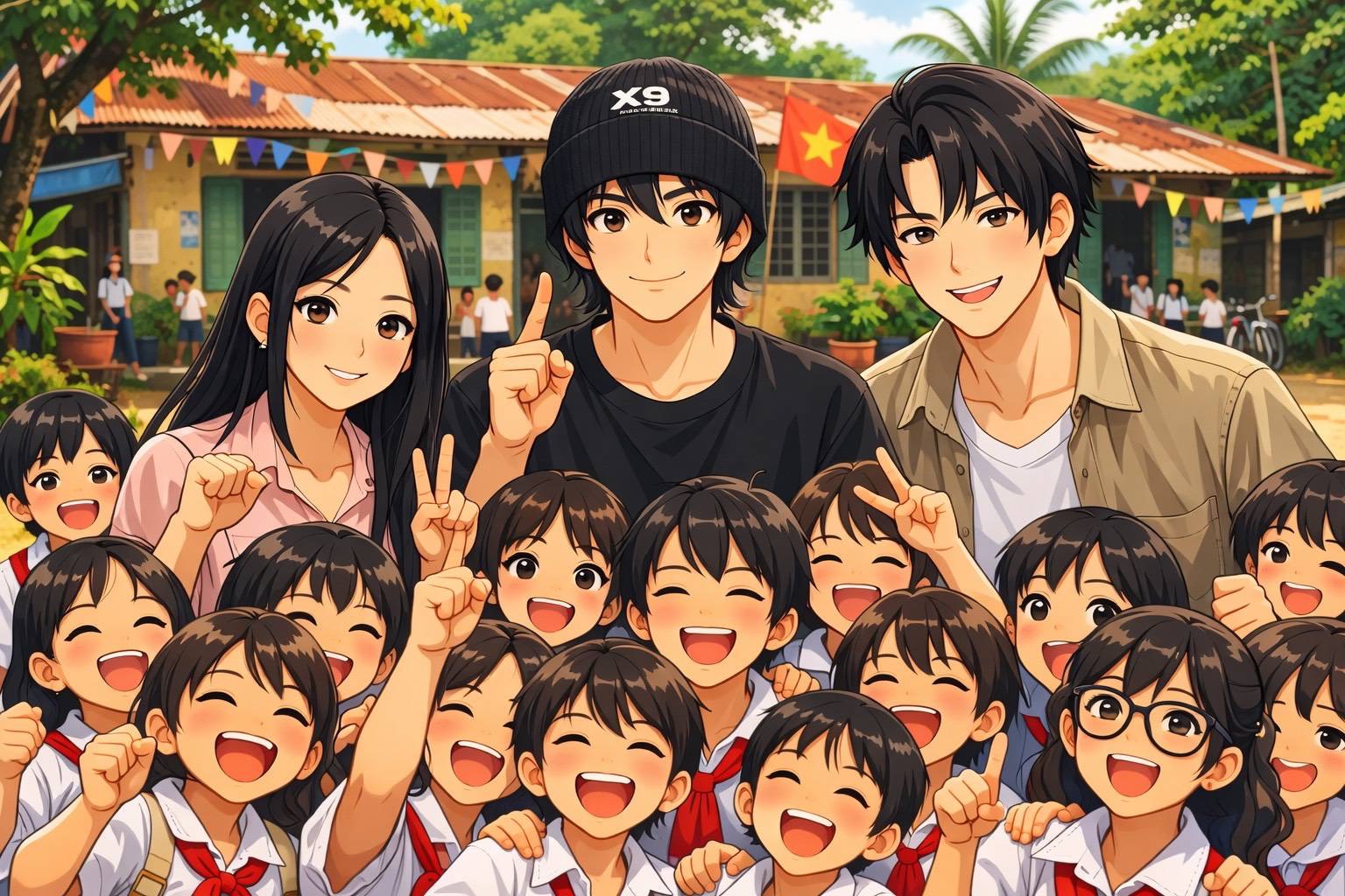 ベトナムの子どもたちと支援者の集合写真